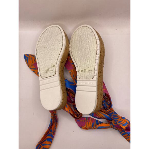 NWOB Gianni Bini Blue Orange Platform Wrap Sandals Sz 7.5 - Picture 3 of 6